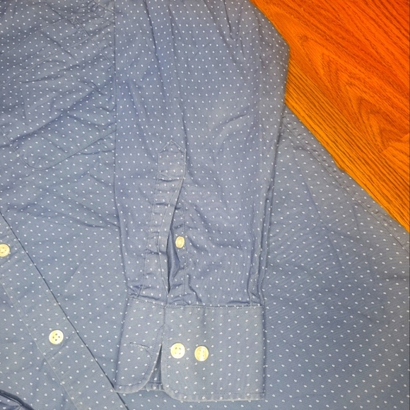 Tommy Hilfiger Men’s Blue White Dotted Button-Down Shirt Large 16 32/33 A87 - Picture 2 of 8